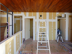 2階キッチン塗装下地施工状況